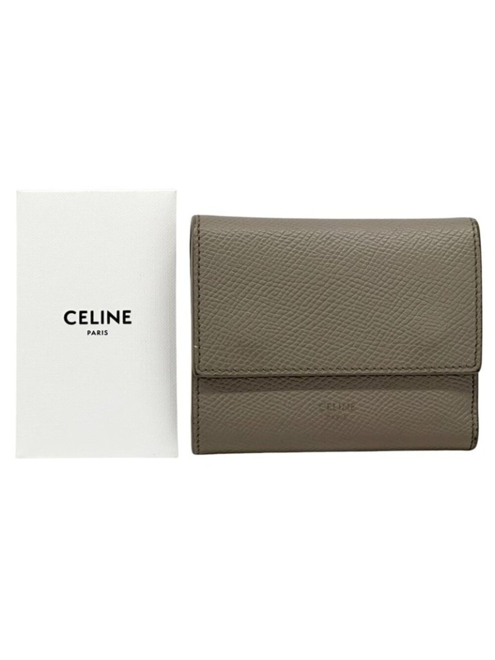 Celine Wallet Trifold Leather Small Gray Mini Compact - Picture 8 of 15